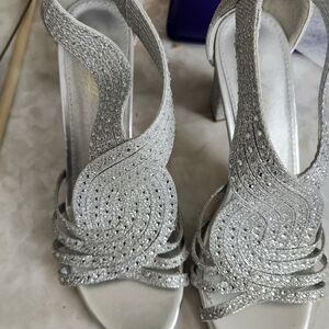 Elegant Silver Glitter Heels